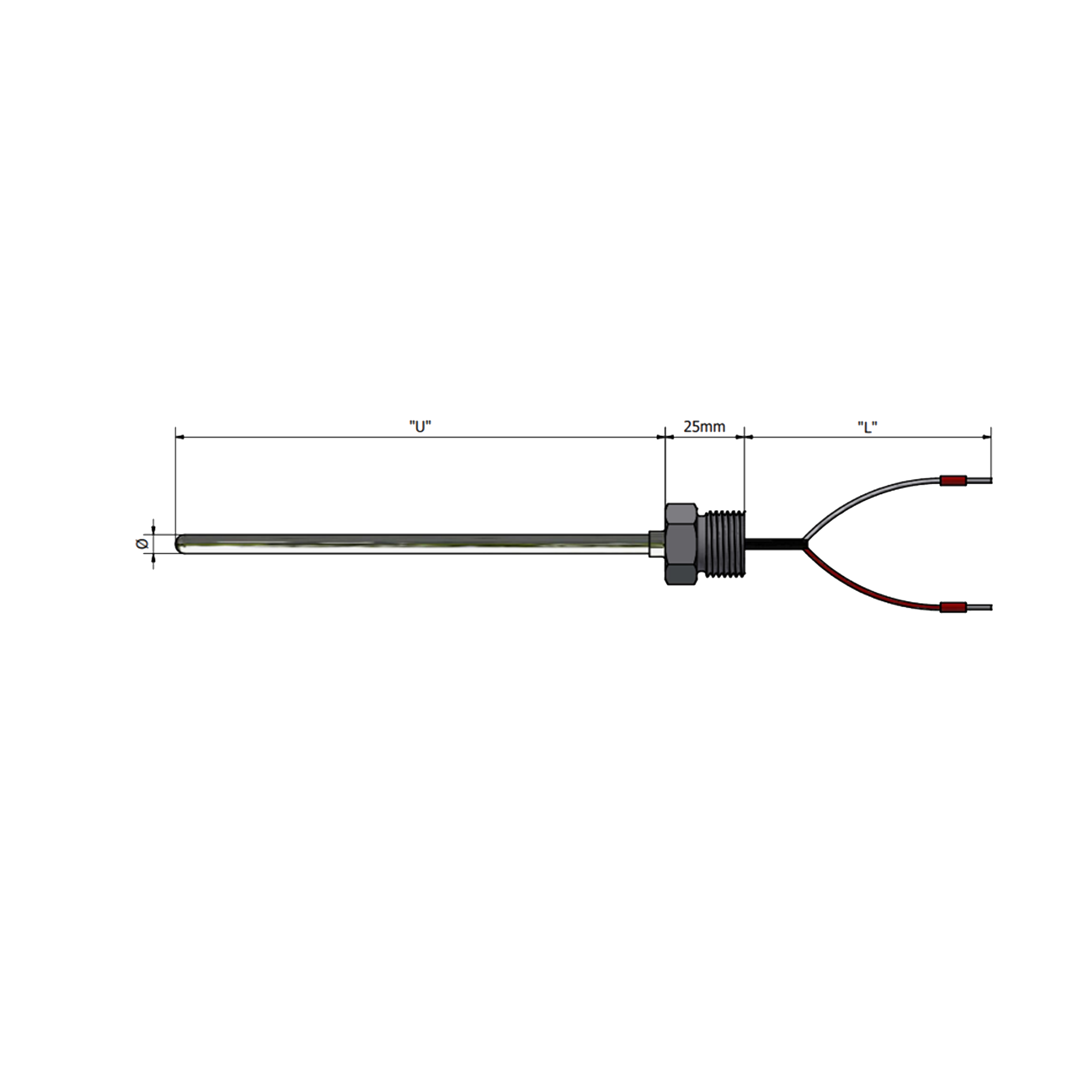 SMRC – Termopar com haste inox, cabo de sinal e rosca de conexão ao ...